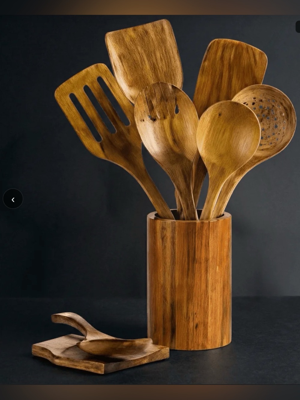 Wooden Cooking Utensil Set in Natural Brown - 6-Piece